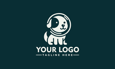 Wall Mural - space dog vector logo astronaut dog mascout logo