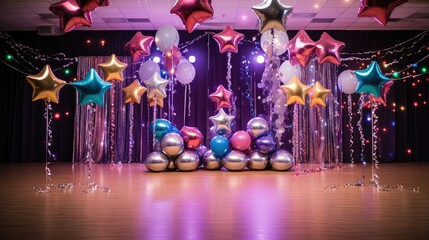 Poster - balloons star glitter