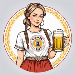 Wall Mural - oktoberfest girl with beer  created with generative AI software.