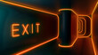 Exit sign with light neon on the way, exit way