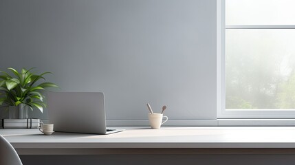 Poster - minimalist grey desk