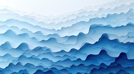 Poster - Abstract Blue Background With Wavy Shapes
