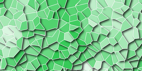 Poster - Abstract Light Royel green Broken Stained floor design with crack stone. Artful decoration of stone cubes in architectural design. Geometric hexagon tiles textured with cracked rock.