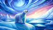 polar bear on the ice with arctic background illustration
