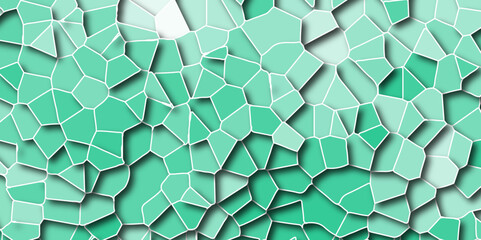 Poster - Abstract Light Royel green Broken Stained floor design with crack stone. Artful decoration of stone cubes in architectural design. Geometric hexagon tiles textured with cracked rock.