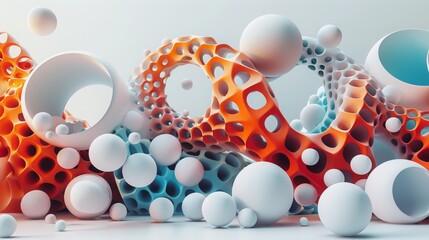 A colorful and abstract image of many different colored spheres