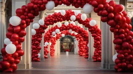 Wall Mural - arches red and silver balloons