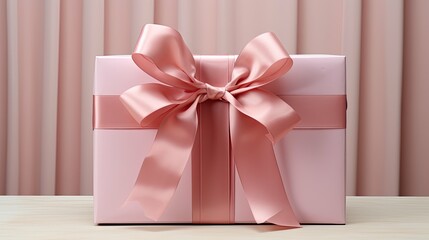 Canvas Print - present pink bow and ribbon