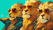 Boardroom Beasts: Lions in Suits and Sunglasses