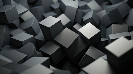 Poster - cubes grey geometric