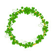 Realistic shamrock twisted wreath. Elegant intertwined clover branches