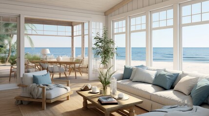 Sticker - bright beach house interior