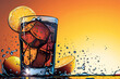 Refreshing summer cocktail with vibrant citrus slices. Ideal for beverage menus, food and drink magazine spreads, and promotional posters