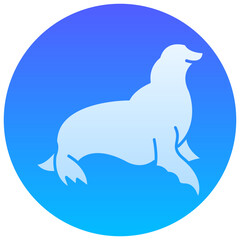  seal gradient round vector icon