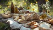 © buraratn - picturesque outdoor picnic spread featuring crusty bread and cheese