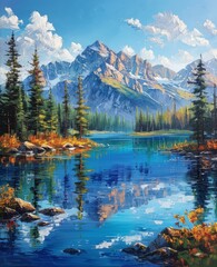 Wall Mural - beautiful lake in the forest