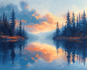 Wall Mural - beautiful lake in the forest