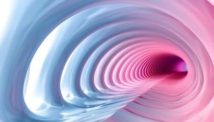 Poster - Digital artwork of a mesmerizing spiral tunnel in pink and blue hues suggesting movement and fluidity