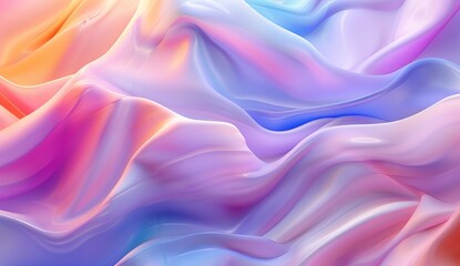 Poster - A colorful digital illustration depicting soft folds of fabric in pink, purple, and blue hues, representing comfort and the tactile sense