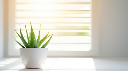 Wall Mural - green aloe vera on white