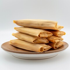 Wall Mural - A plate of tamales stacked tall, showcasing the traditional Mexican dish in all its savory glory