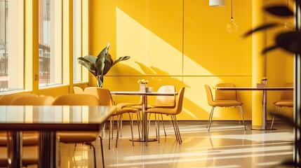 Canvas Print - focus blurred yellow interior