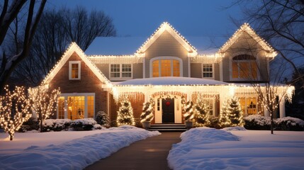 Canvas Print - season house with lights