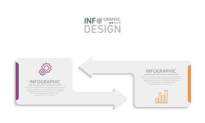 Vector infographic label design template 2 step process, presentation, flow chart, data graph