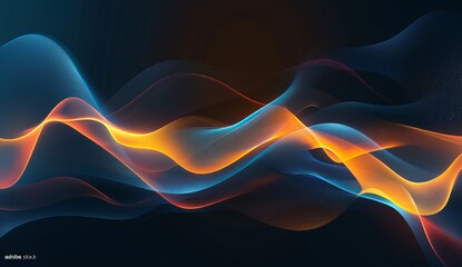 Wall Mural - Vibrant colorful waves with particles giving a sense of energy flow, against a dark background, suitable for technology themes