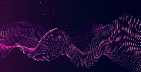 Wall Mural - An eye-catching digital artwork depicting a flowing wave of purple particles on a dark background