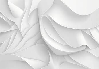 Canvas Print - An intricate monochrome white background with abstract waves resembling paper folds or fabric