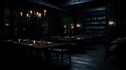 Canvas Print - ambiance dark restaurant