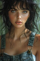 Wall Mural - beautiful sexy woman with a black hair