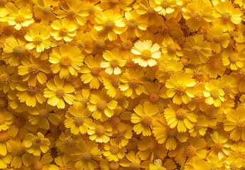 Poster - A vibrant and dense field of yellow daisy flowers symbolizing happiness and positivity in nature