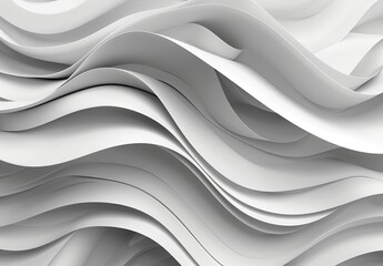 Poster - A modern and sleek monochromatic abstract image with a wavy 3D design, portraying motion and elegance