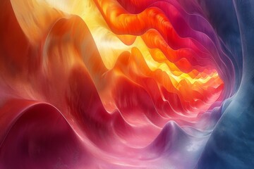 Poster - This image captures the organic movement of fiery waves and the stunning interplay of neon highlights against a dark backdrop