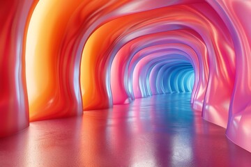 Poster - A captivating image of a colorful tunnel with a sense of depth and a futuristic archway design that draws the viewer in
