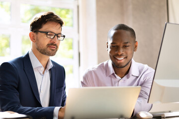 Poster - African American Business Man Employee Working In Office