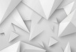A 3D render of sharp geometric white paper shapes creating a pattern on a soft grey background