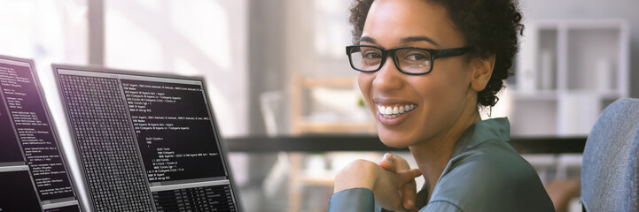Fototapete - Programmer Coding Classes. Web Developer Coder