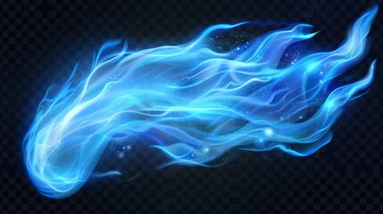 Wall Mural - Stream of clean air blowing in the wind. Cool blue wave modern. Isolated transparent suction speed element. Cleaner purification frost trail texture. Breezy vortex design.