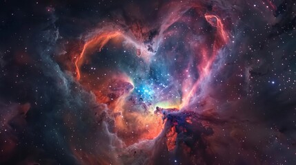 Wall Mural - large heart-shaped nebula in space with real colors in high resolution and high quality. space concept