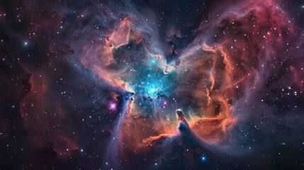 Wall Mural - large heart shaped nebula in space