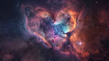 Wall Mural - large heart-shaped nebula in space with real colors in high resolution and quality