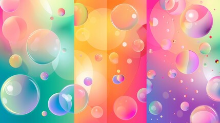 Poster - Abstract template vertical banner with rainbow circles in different colors