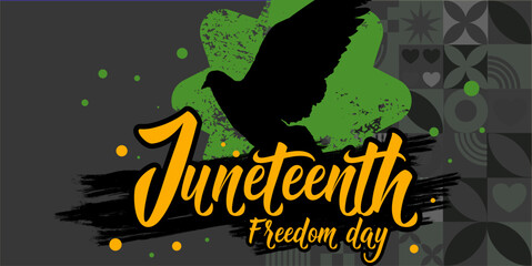 Wall Mural - Juneteenth banner. Freedom day. Juneteenth Independence Day. dove - symbol of freedom dove - symbol of freedom