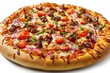 The classic perception of fast food pizza Pizza is an Indian dish on a white backdrop that is isolated. Generative Ai