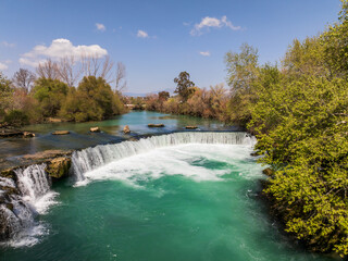 Wall Mural - Aerial Perspective of Manavgat Waterfall, Antalya, Turkey