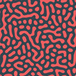 Blob Seamless Pattern Vector Red Black Apparel Design Print Abstract Background. Psychedelic Random Structure Repetitive Abstraction. Endless Turing Diffusion Reaction Effect Loopable Art Illustration