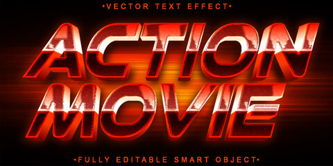 Poster - Red Shiny Action Movie Vector Fully Editable Smart Object Text Effect